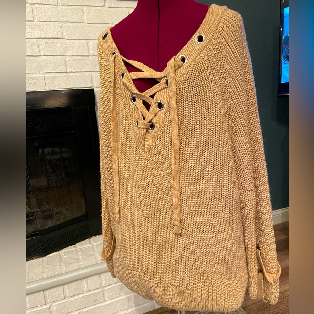 F4Y Medium Beige Overfit Knitted Sweater